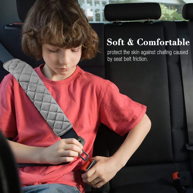 MIKAFEN Universal Car Seatbelt Pads Cover,Seat Belt Shoulder Strap Covers Harness Pad Car/Bag,Soft Comfort Helps Protect You Neck Shoulder from The Seat Belt Rubbing Gray (2-Pack) - Image 5
